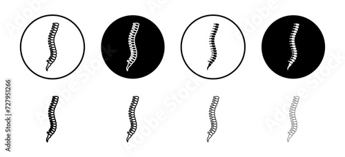 Human spine vector icon set collection. Human spine Outline flat Icon.