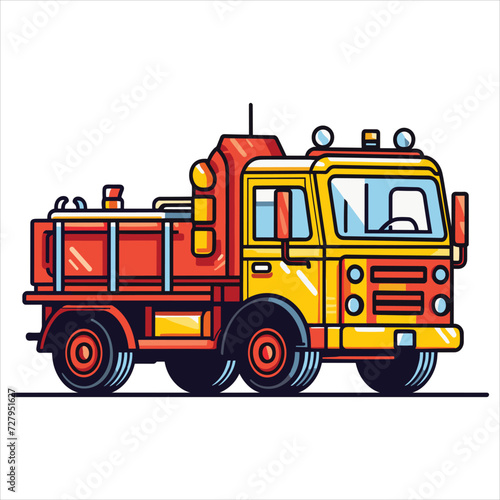 flat labor trucks vector illustration
