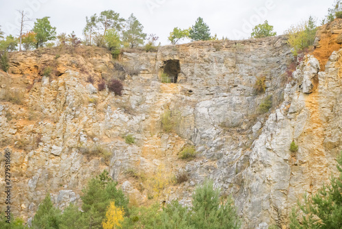 Beautiful view of mountains and rocks on an autumn day near a Konepruske Caves,