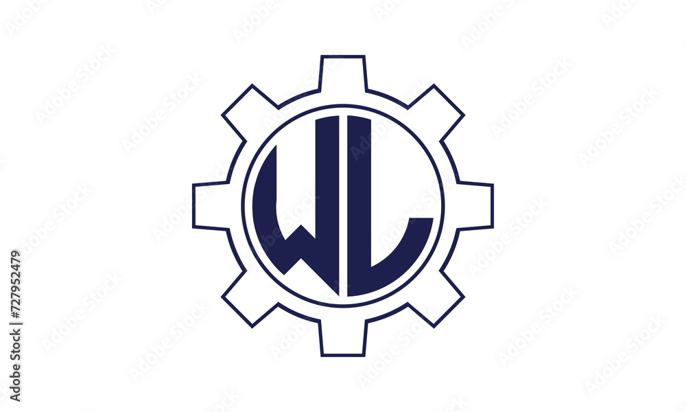 WL initial letter mechanical circle logo design vector template. industrial, engineering, servicing, word mark, letter mark, monogram, construction, business, company, corporate, commercial, geometric