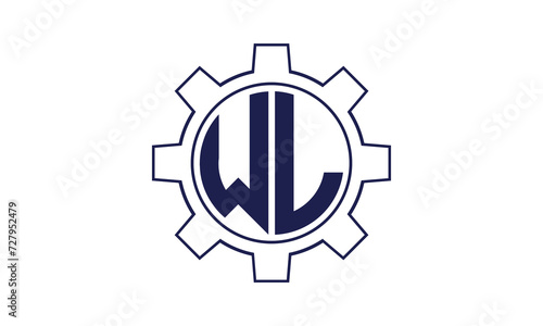 WL initial letter mechanical circle logo design vector template. industrial  engineering  servicing  word mark  letter mark  monogram  construction  business  company  corporate  commercial  geometric