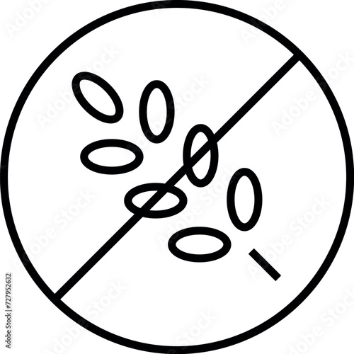 Ikona bez zbóż. Symbol oznaczający produkty nie zawierające pszenicy. 