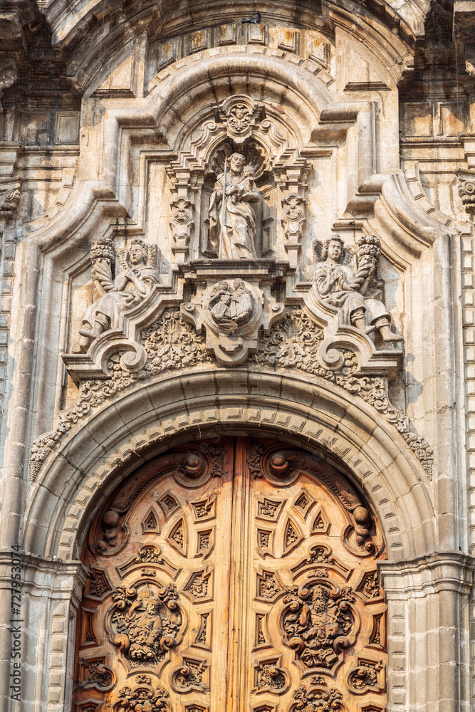 Detail of the facade of  Mexico City Metropolitan Cathedral, Mexico City, Mexico