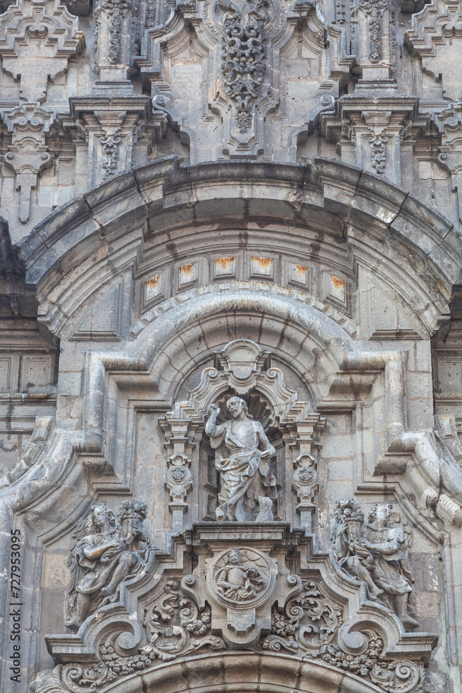 Detail of the facade of  Mexico City Metropolitan Cathedral, Mexico City, Mexico