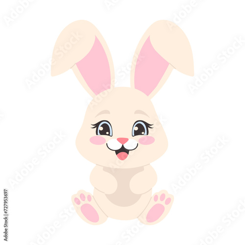 Easter cute bunny. Vector cartoon illustration