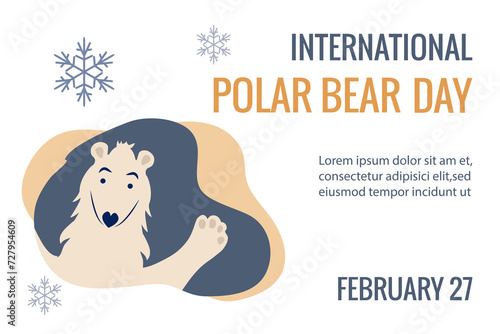 International Polar Bear Day vector. Polar Bear Day Poster or banner February 27