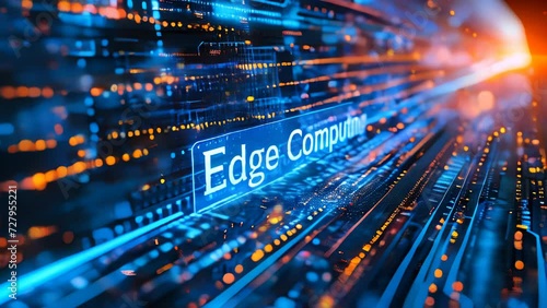 Edge Computing concept highlighted on a motherboard, illustrating advanced data processing technology at the networks periphery for speed photo
