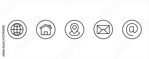 Set of white icons isolated against a black background, on a theme Contacts and communication