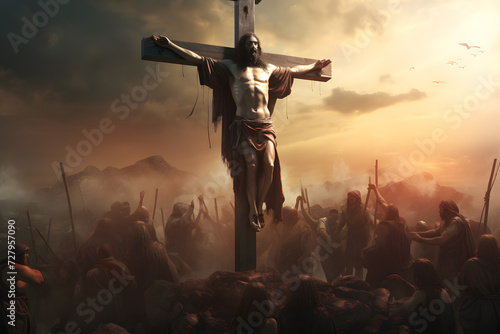 Fotografie, Tablou Crucifixion of Jesus Christ on the cross