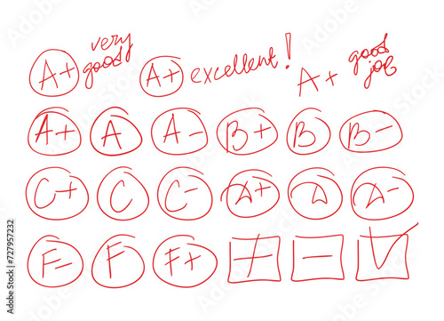 school handwritten grades in teacher s red pen