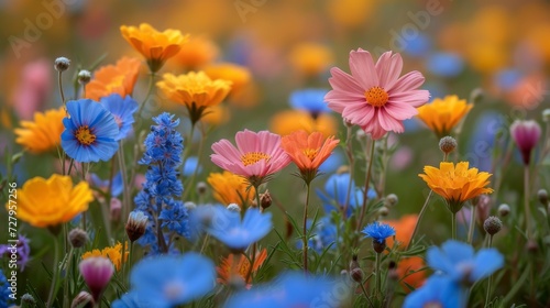 field full of colourfull flowers 