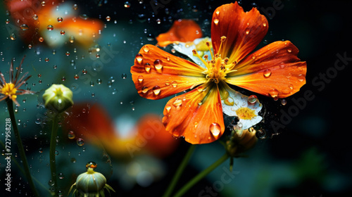 Close Up of Flower With Water Drops