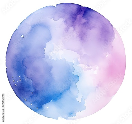 Abstract colorful rainbow color painting illustration - Circular circle frame made of watercolor splashes  isolated on a white background. Watercolor paint stain  colorful watercolor circle