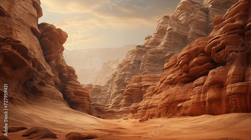 Hyper realistic Photo of a Desert Scene With Rocks and Sand. Generative AI