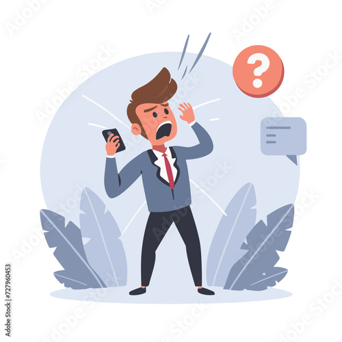 Angry businessman holding a phone