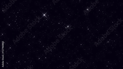 Cosmic starry sky with twinkling stars. Starry night, glowing shinning stars, twinkle stars at sky, dark background animation 4k footage