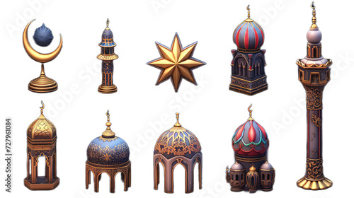 3D Rendering of Transparent Islamic Ramadan Arabian Icons Set © Rafhan Aldiz