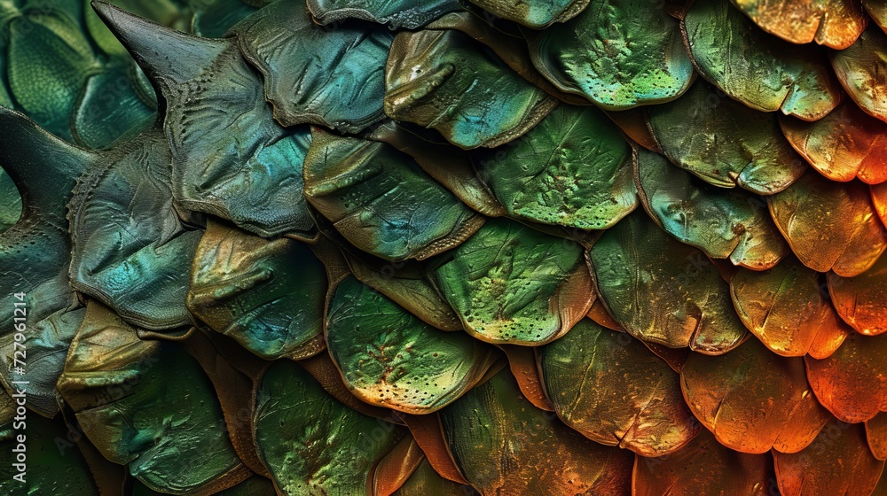 Fototapeta premium Macro Texture of Dragon Skin with Vivid Colors