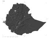 Ethiopia shape on white. Bilevel map