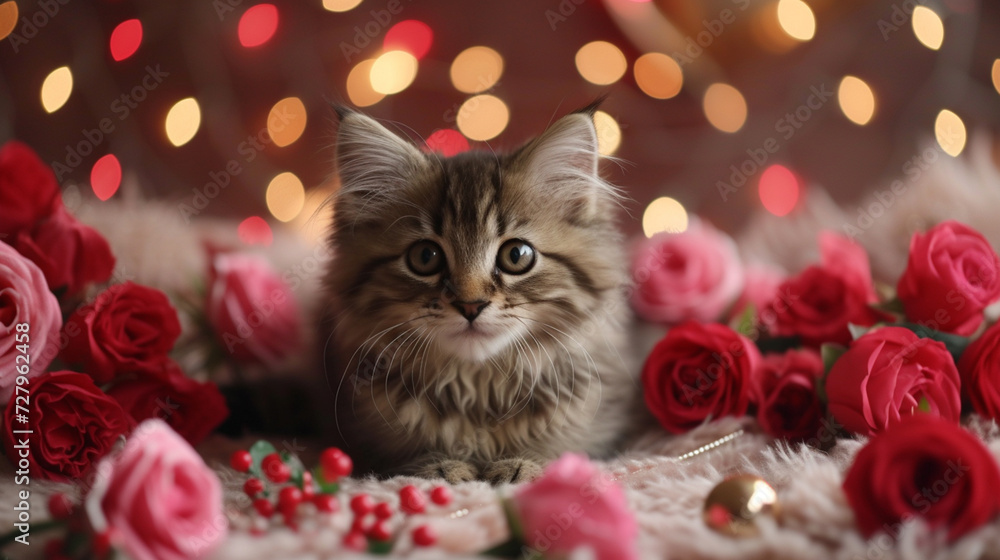 cat with flower cat with flower