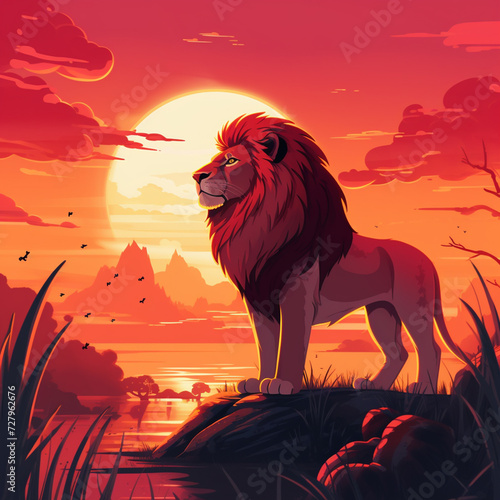 lion in sunset