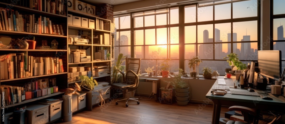 office space business sunset