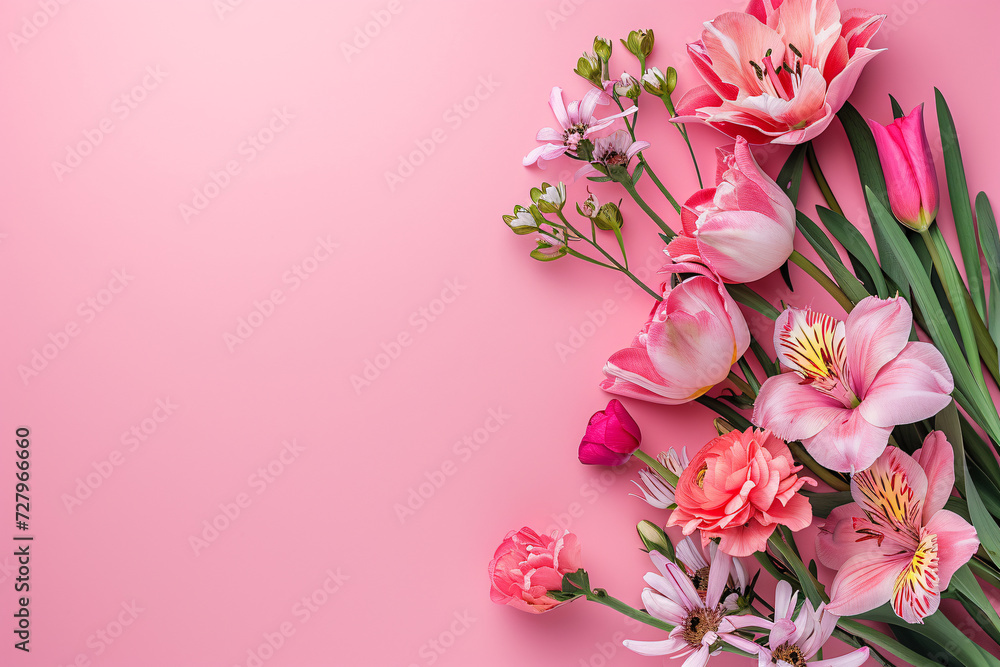 Pink background and beautiful pink flowers