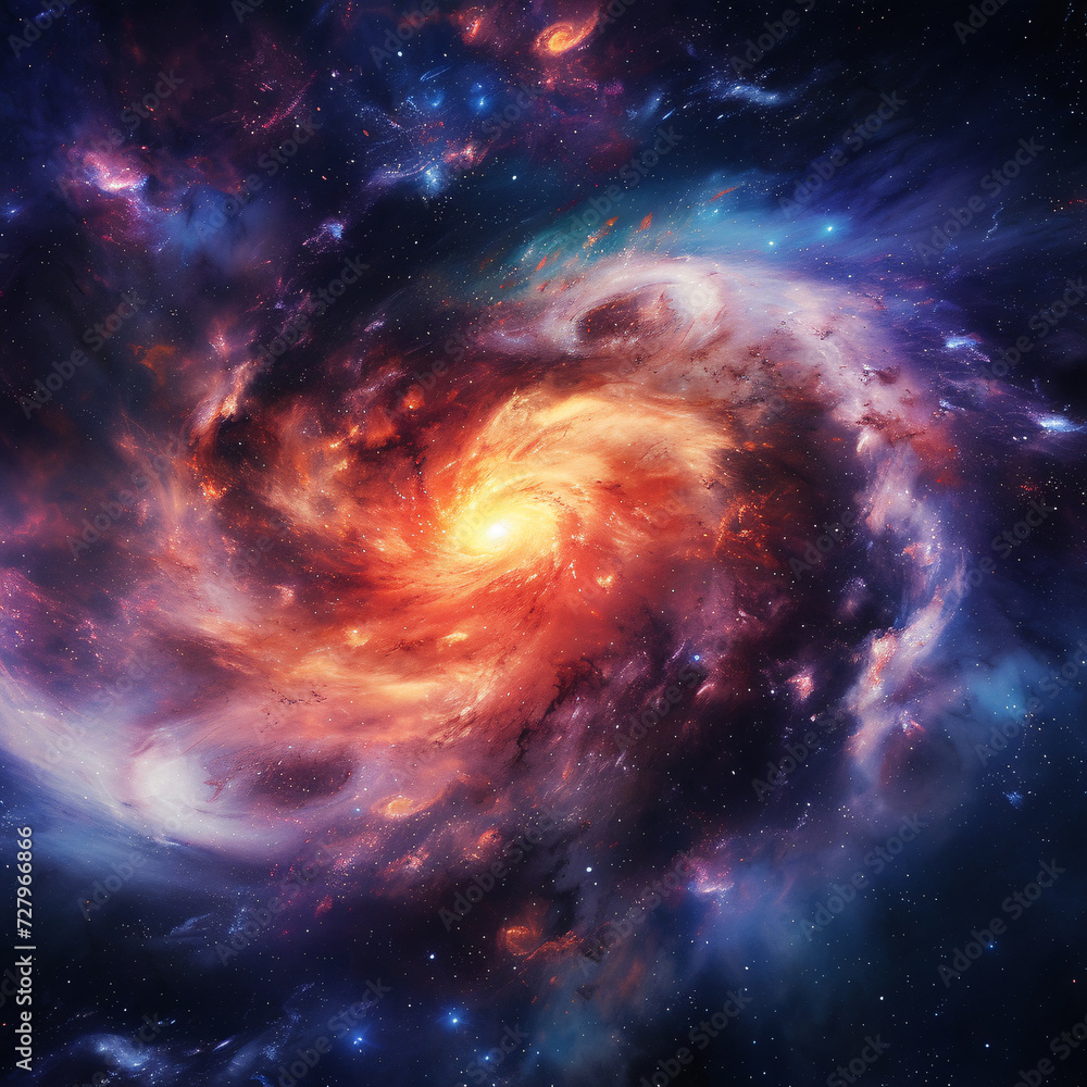 Deep space swirl galaxy, space nebula