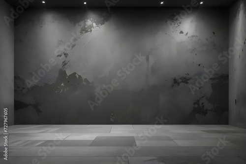 Elegant black wall background  with vintage distressed grunge texture and dark gray charcoal color paint.