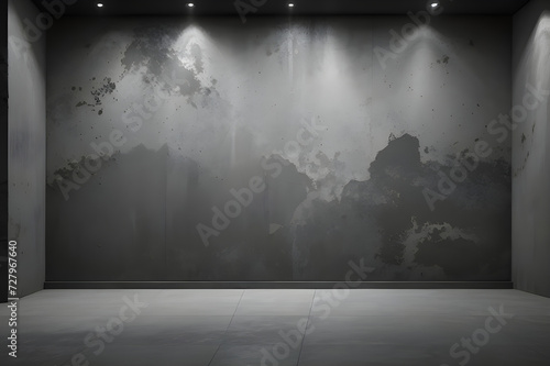 Elegant black wall background  with vintage distressed grunge texture and dark gray charcoal color paint.