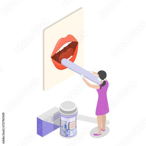 3D Isometric Flat Vector Illustration of Otolaryngology , ENT Doctor. Item 2