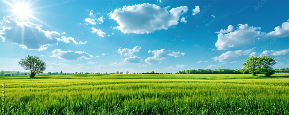 Fototapeta premium green field and blue sky