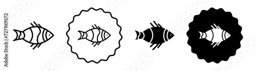 Clownfish set in black and white color. Clownfish simple flat icon vector