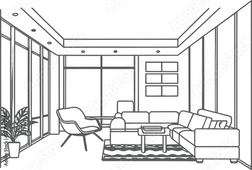 Illustration of an interior drawing's outline