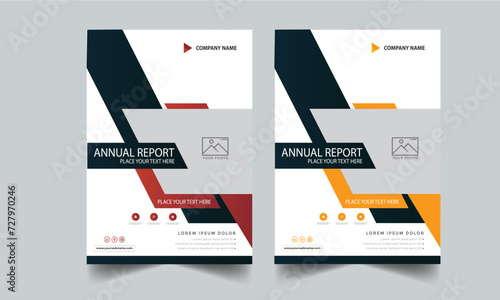 business annual report template design with 2 color style layout template