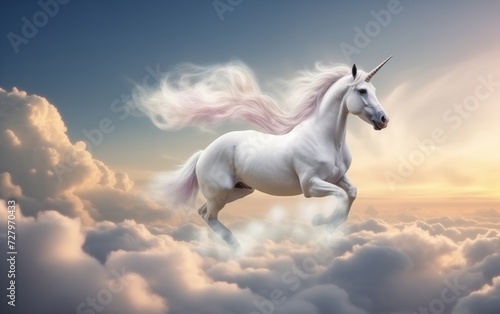 unicorn runs through the clouds past the rainbow  © say_hope