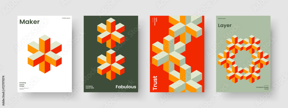 Fototapeta premium Geometric Poster Design. Creative Flyer Template. Abstract Brochure Layout. Banner. Background. Book Cover. Business Presentation. Report. Handbill. Catalog. Leaflet. Pamphlet. Notebook