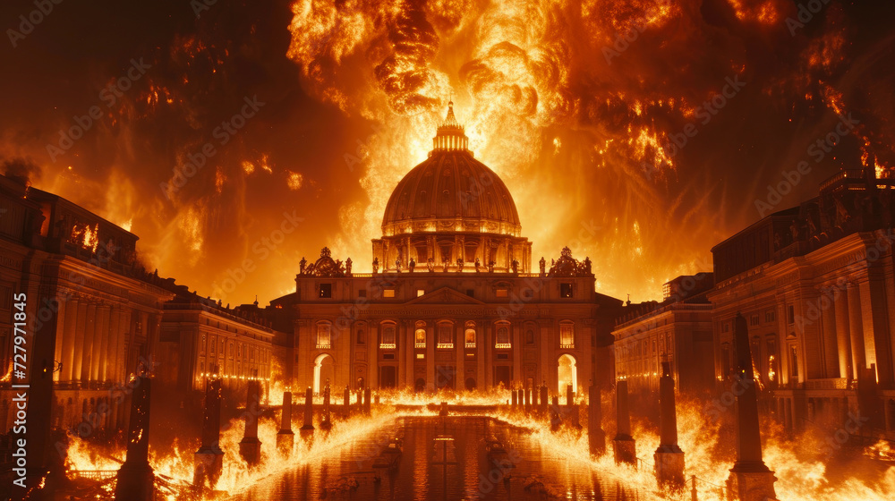 Fototapeta premium Mystical Blaze Surrounds Vatican Towers