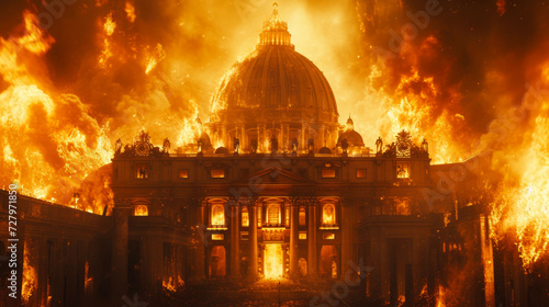 Vatican City in Fiery Illumination
