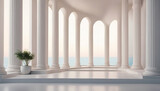 Clean and minimalistic 3D columns creating a sense of depth.
