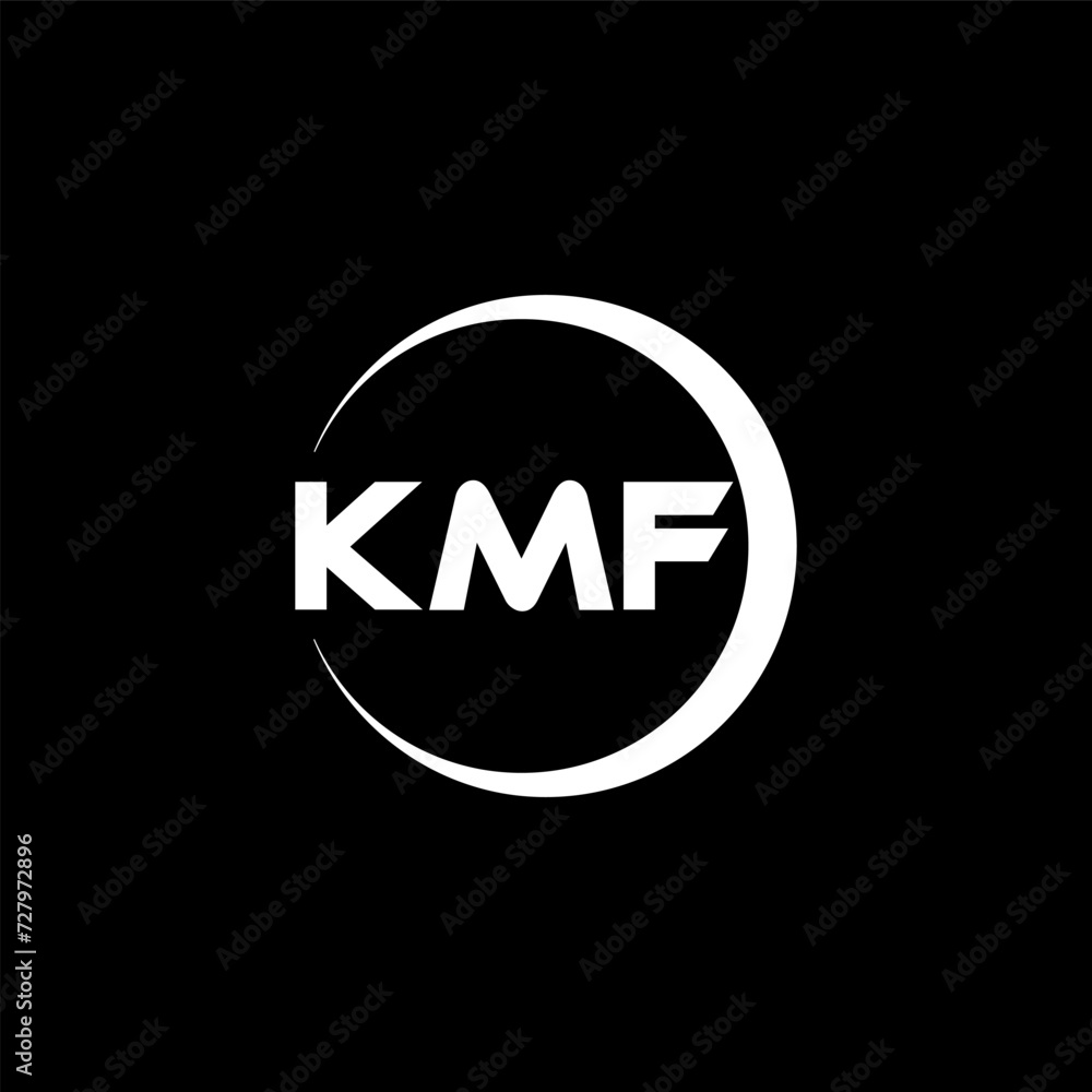 KMF letter logo design with black background in illustrator, cube logo ...