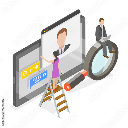 3D Isometric Flat Vector Illustration of Human Resources, HR Management. Item 4