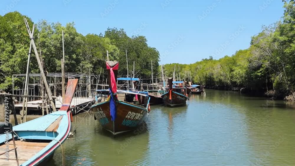Traditiona Thai long boats at fishing village Koh lanta Thailand Traditiona Thai long boats at fishing village Koh lanta Thailand
