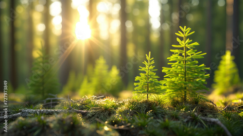 Fototapeta Naklejka Na Ścianę i Meble -  Youthful Pines Framed by Spring Radiance