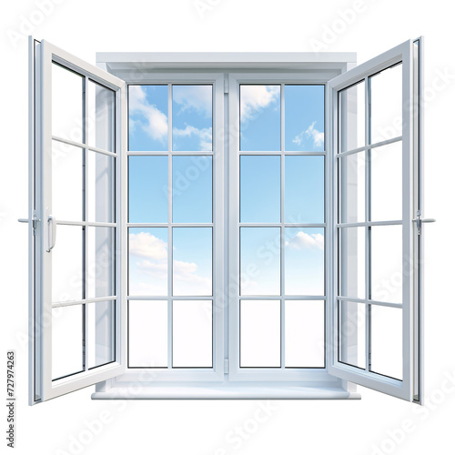 a window with open doors