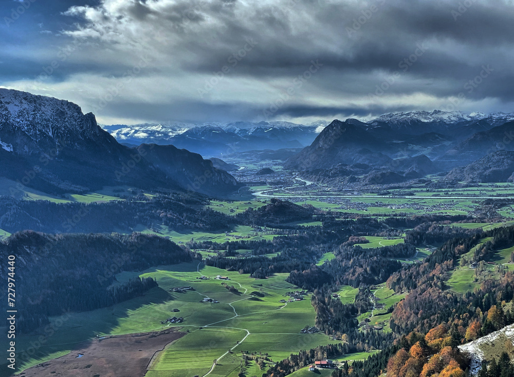Blick vom Brennkopf ins Inntal, Alpen, Kaiserwinkl, Tirol, Österreich