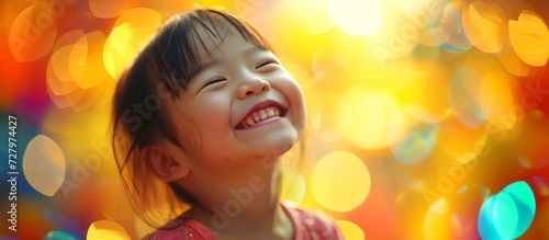Portrait: Radiant Happiness Expressed by a Little Asian Child