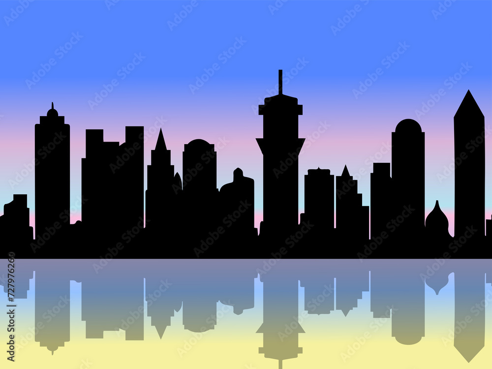 downtown, city skyline silhouette