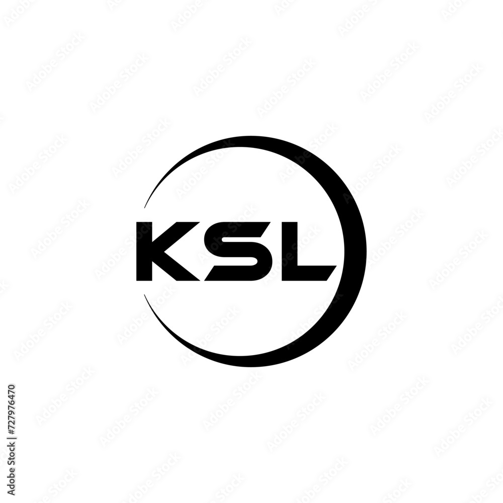 KSL letter logo design with white background in illustrator, cube logo