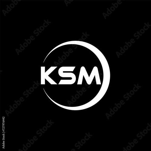 KSM letter logo design with black background in illustrator, cube logo, vector logo, modern alphabet font overlap style. calligraphy designs for logo, Poster, Invitation, etc. photo